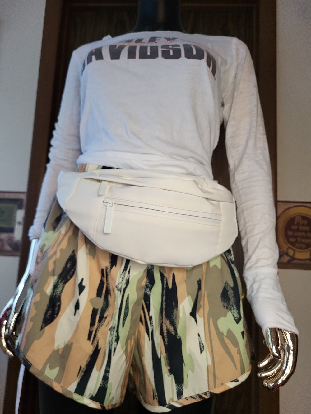 White fanny pack with multiple zipper|  Waist Bag